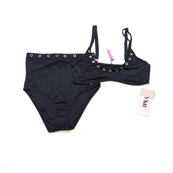 Ymi Swim Ymi Ribbed Bikini Grommets High Waisted Edgy Grunge Goth Vacation Poshmark